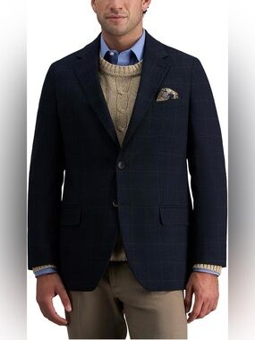 Haggar Mens Jmh Premium Stretch Tailored Fit Reg Sport Coat 46 Long